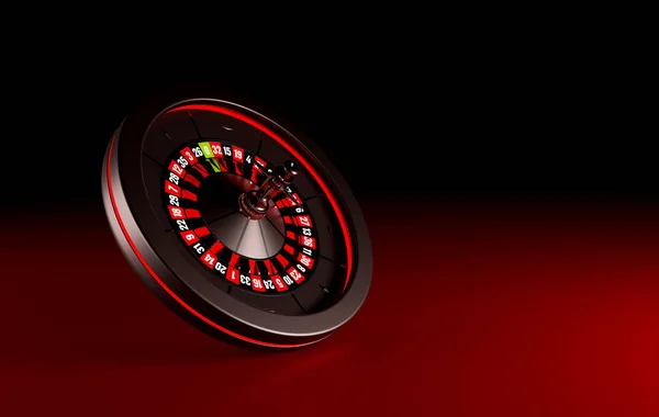 Casino rulet tekerlek kırmızı arka planda izole. Rulet topu. 3B işleme çizimi.