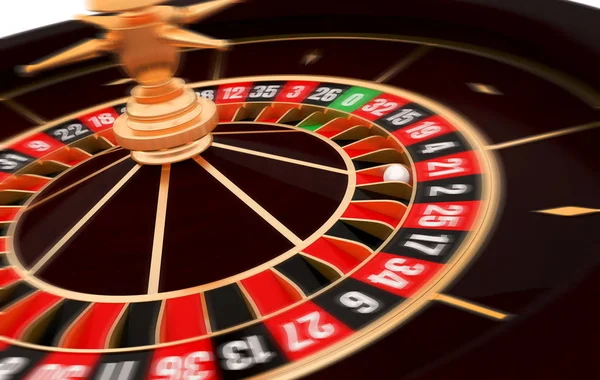 Casino Rulet Tekerlek Siyah Arka Planda Izole Rulet Topu Işleme — Stok fotoğraf