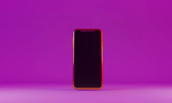 ピンクの背景に電話 スマートフォン レンダリング — ストック写真