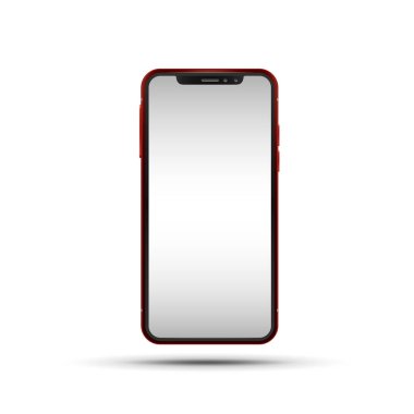 Beyaz arka planda izole edilmiş telefon. Afiş veya reklam için mockup telefon Gerçekçi vektör illüstrasyon. Vektör.