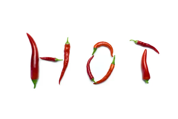Hot Peppers Inscription White Background — Stock Photo, Image