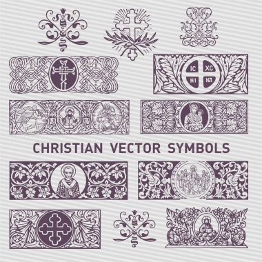 Collection of Christian Symboland Decor vector design elements clipart