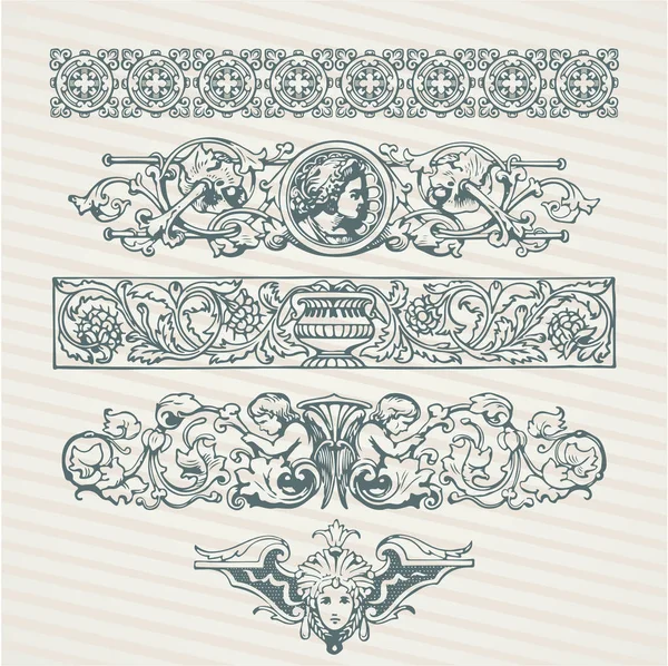 Винтажные Декоративные Рамки Ретро Рисунком Стиле Античного Барокко Римского Арабского — стоковый вектор