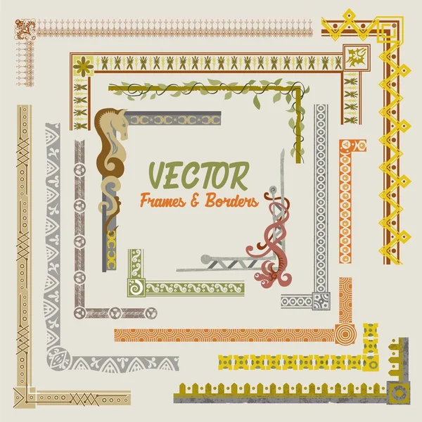 Декоративные Рамки Границы Карт Картографии Векторном Формате — стоковый вектор