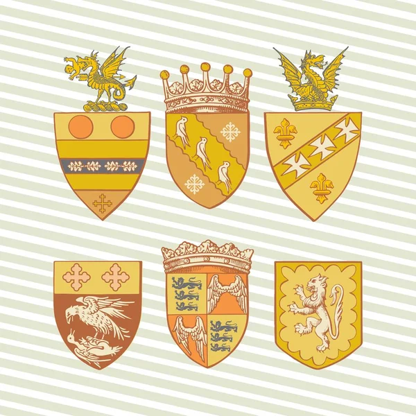 Векторна Ілюстрація Класичного Геральдичного Дизайну Гербом Лицарський Шолом Короною — стоковий вектор