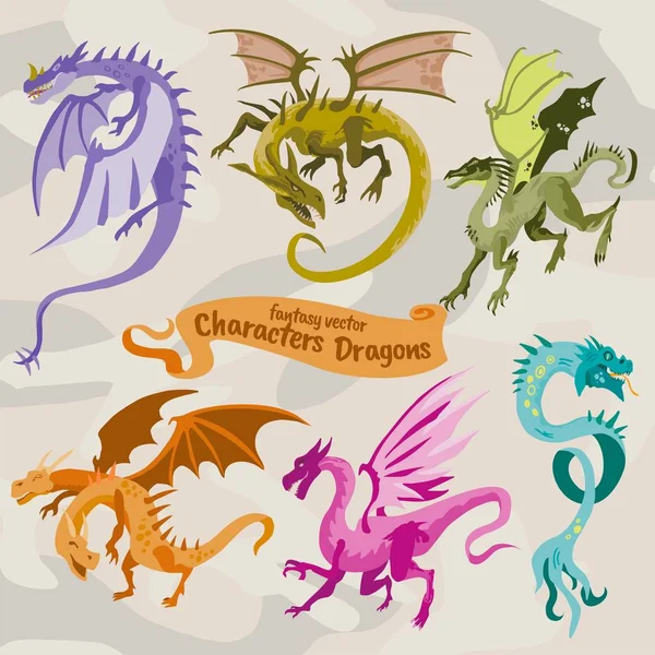 Fantázia Karakter Illusztráció Kitalált Lények Dragon Állatok — Stock Vector