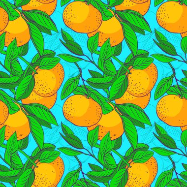 Yeşil yaprakları ile Mandalina dikişsiz desen
