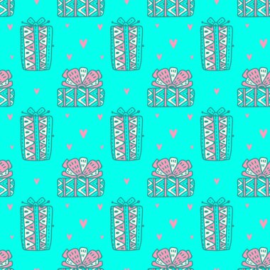 Doodle tarzında güzel yeni yıl kutuları. Parlak bir Noel deseni. Dekorasyon kartpostallar ve poster için güzel tasarım. Yılbaşı hediyeleri.