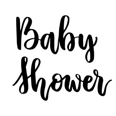 Vektör sevimli bebek yazı ile duş daveti. Bebek davet şablonu duş