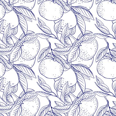 Yapraklar dikişsiz desenli mandalina