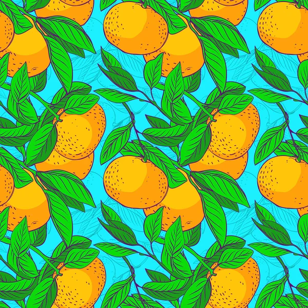 Yeşil yaprakları ile Mandalina dikişsiz desen