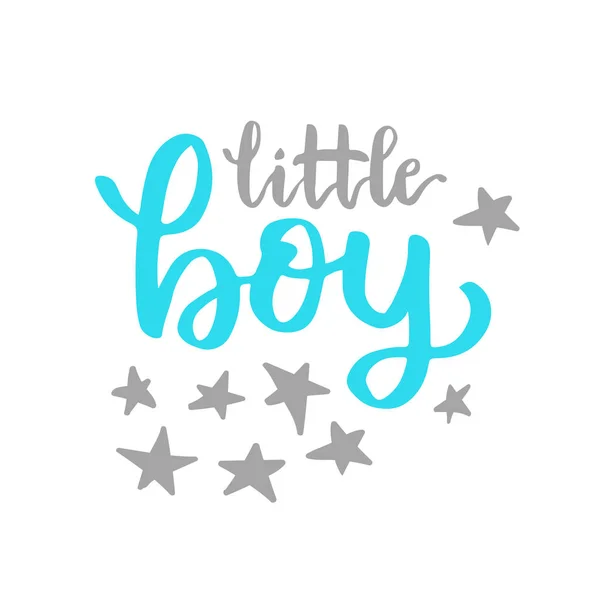 Vector Cute Baby Shower Invitation Lettering Little Boy Baby Shower — Stock Vector