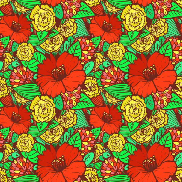 Muster handgezeichneter Blumen — Stockvektor
