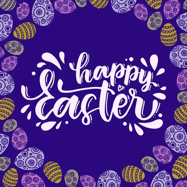 Letra de la mano cita Feliz Pascua — Vector de stock