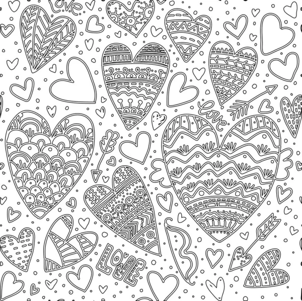 Красивый Узор Каракулями Beautiful Children Coloring Page Valentine Day Love — стоковый вектор