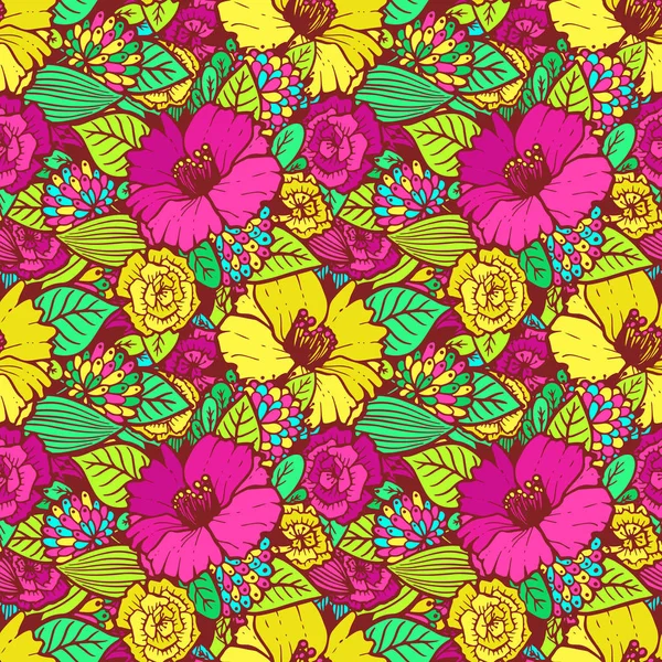 el çizilmiş çiçekler deseni