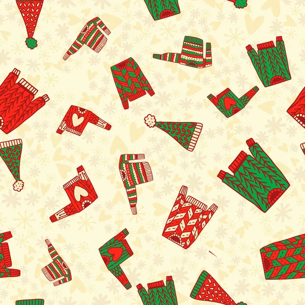 Hermosos Jerséis Navidad Estilo Doodle Brillante Patrón Navideño Hermoso Diseño — Archivo Imágenes Vectoriales