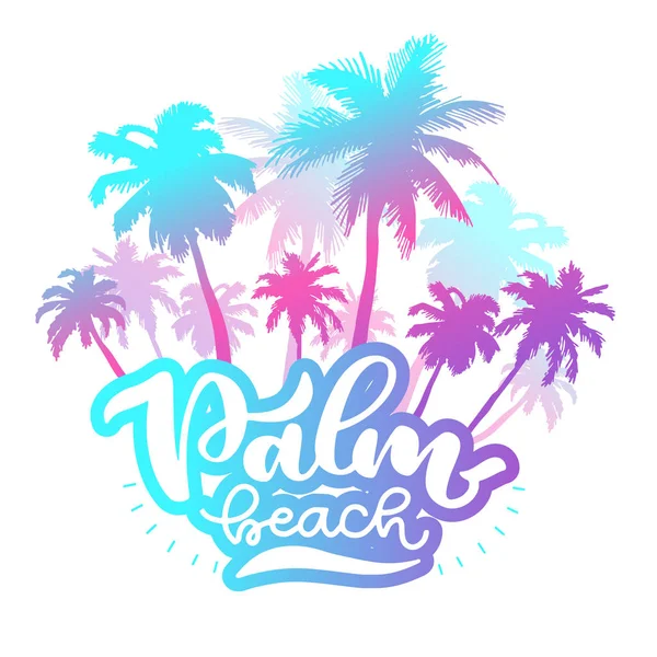 Composición de letras de pincel de Palm beach — Vector de stock