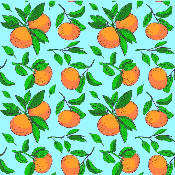 Yeşil yaprakları ile Mandalina dikişsiz desen