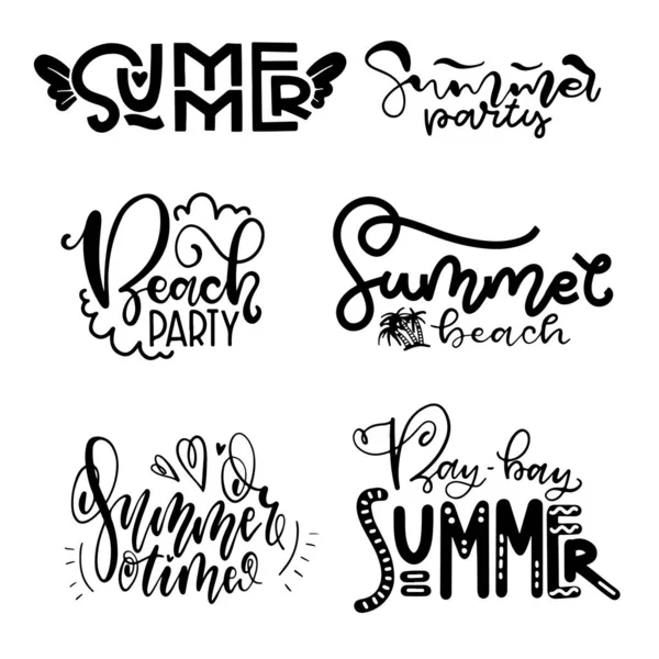 Yaz alıntıları seti. Yaz yazısı. Güzel yazı. Yazıt el ile. Kartpostallar, afiş, poster, T-shirt için tasarım