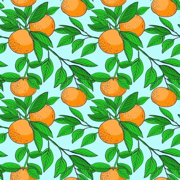 Yeşil yaprakları ile Mandalina dikişsiz desen