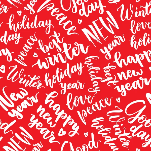 Merry Christmas Written Pattern Red Background Modern Calligraphy Hand Drawn — Stock Vector