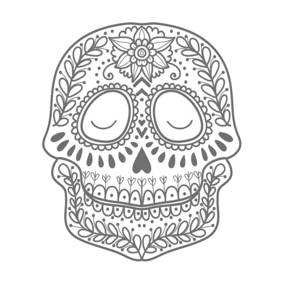 Çocuklar için boyama sayfası. Doodle süsleme ve çiçek Dikişsiz desen ile Dead renkli şeker kafatası günü. 