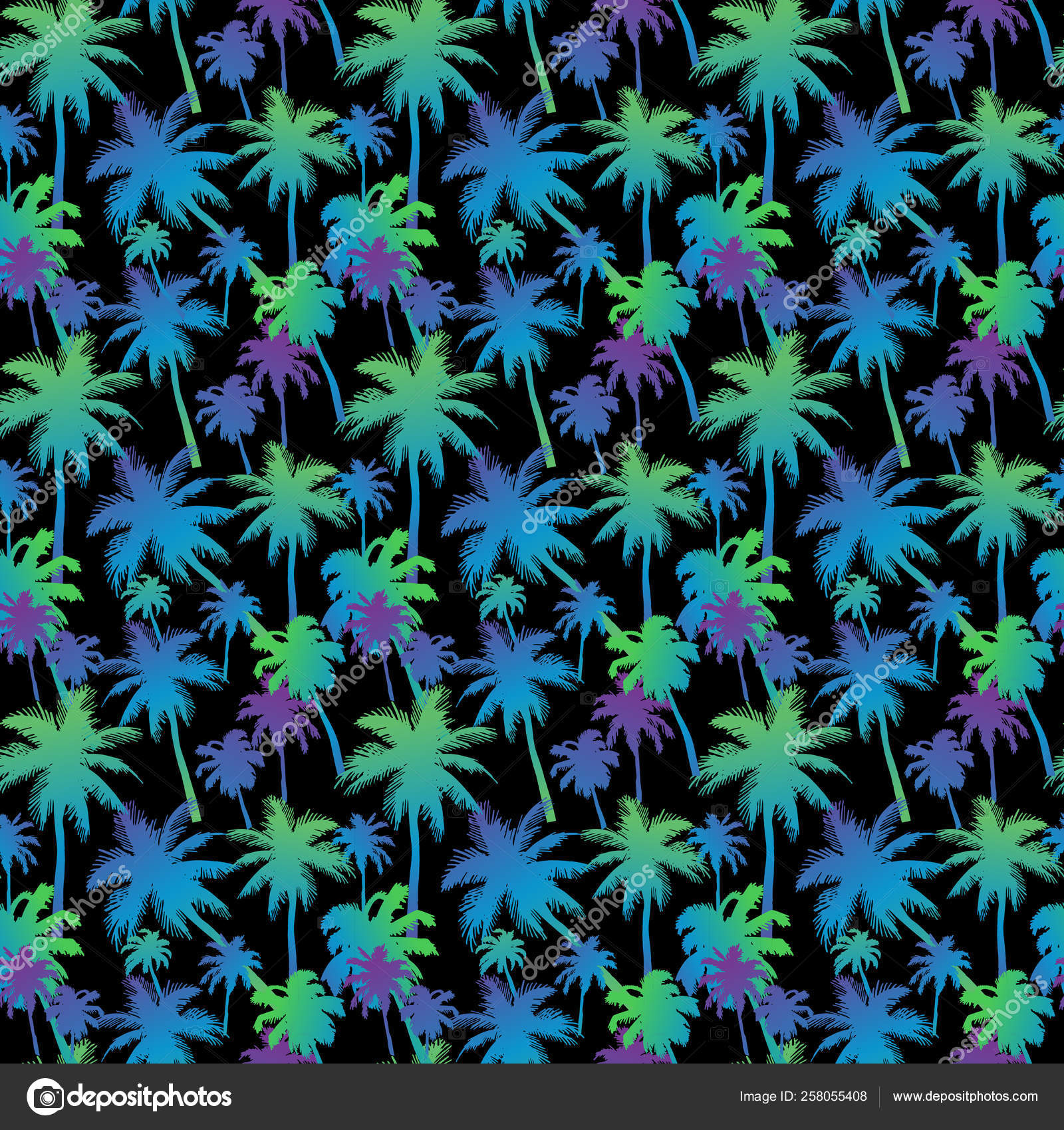 Padrão Sem Costura Com Palmeiras Com Folhas Coloridas Néon Camadas Vetor de  ©Arinashe 258055408, image size:1600x1700