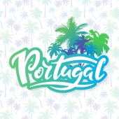 Unique hand lettering of Portugal. Beautiful lettering. Logo for tourist information signs, travel guides, tourist signs
