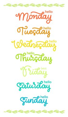Haftanın gün trendy el yazısı seti. Günlerin el yazısıyla yazılmış adlarını fırçala.