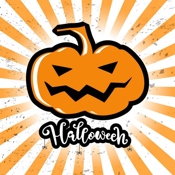 Tarjeta Hallowen Con Gran Calabaza Guion Halloween Estilo Grunge — Archivo Imágenes Vectoriales