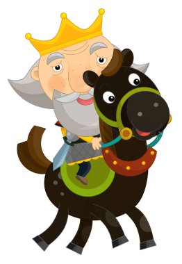 komik kral Binicilik - çocuklar için illüstrasyon izole-  
