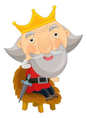 komik kral çocuklar için sandalye - izole - illüstrasyon oturan  