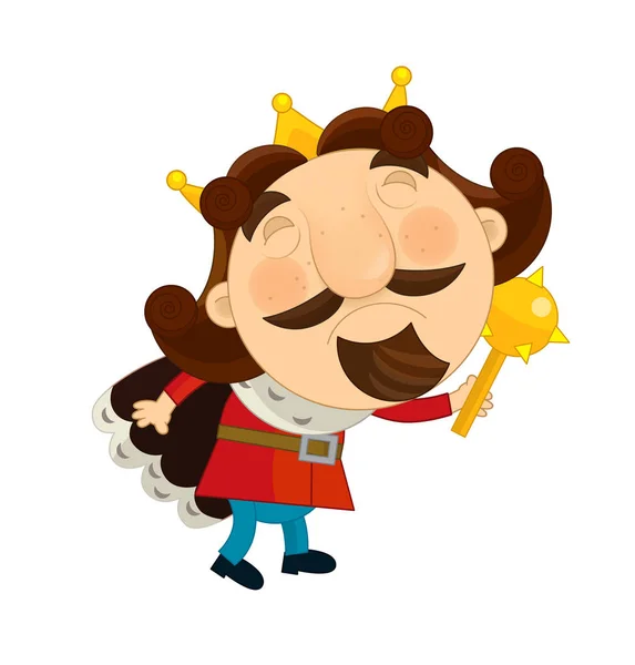 funny king holding  mace - isolated - illustration for children