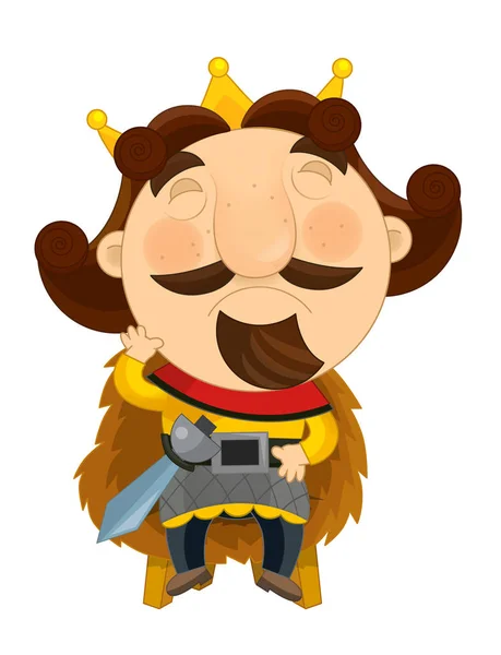 funny king sitting on the chair - isolated - illustration for children