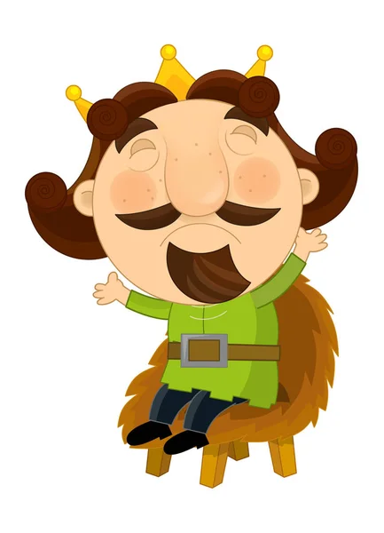 Funny King Sitting Chair Isolated Illustration Children — Stock Photo, Image