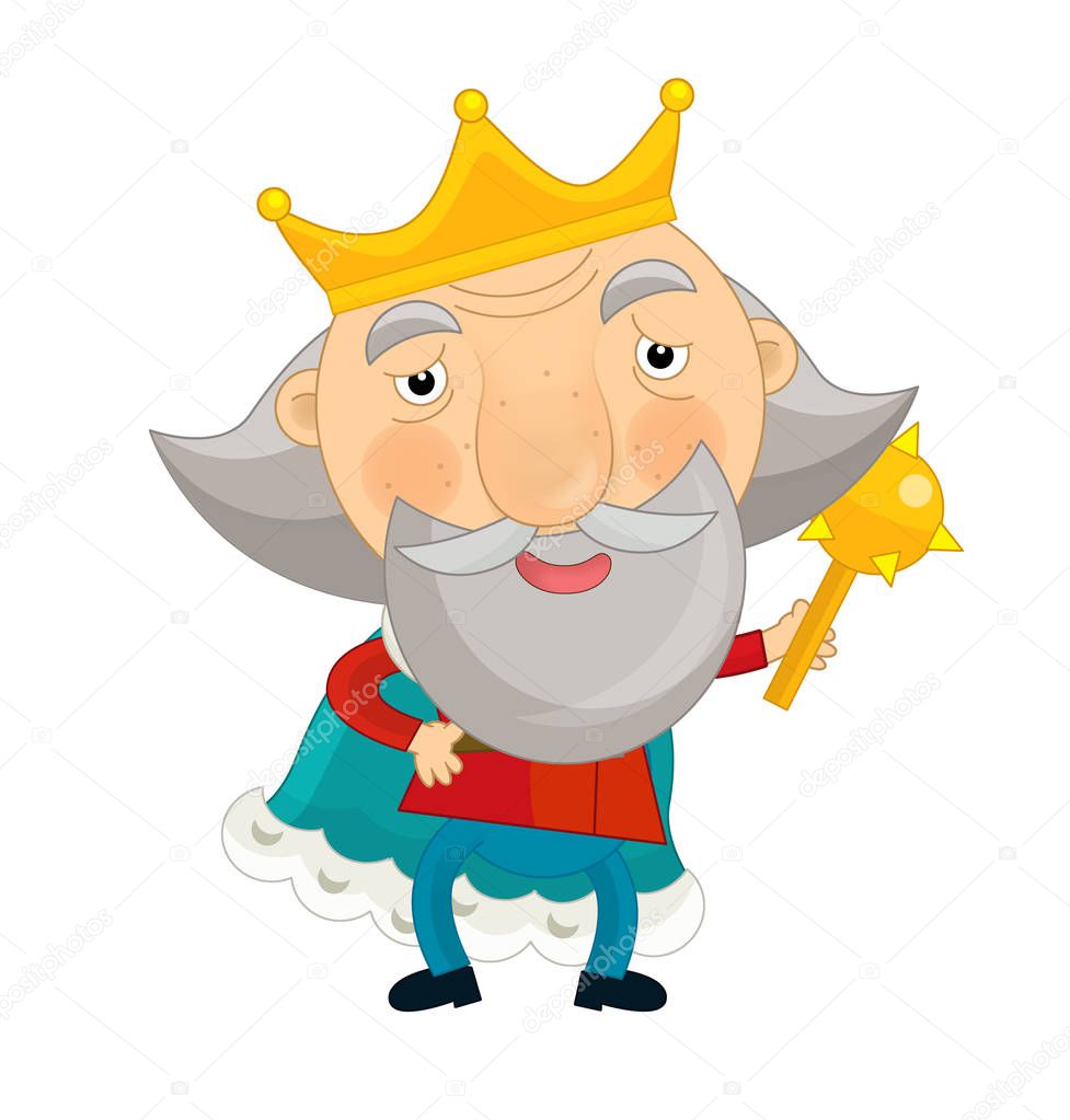 funny king holding  mace - isolated - illustration for children 
