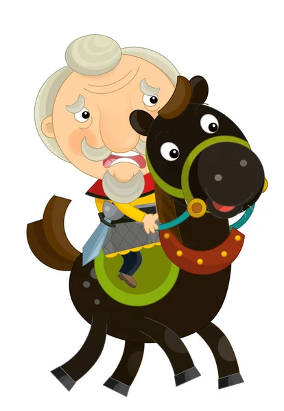 Cartoon Oude Koning Paard — Stockfoto