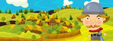 Kale ile karikatür Ortaçağ sahne