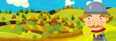 Kale ile karikatür Ortaçağ sahne