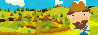 Kale ile karikatür Ortaçağ sahne