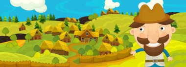 Kale ile karikatür Ortaçağ sahne