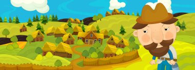 Kale ile karikatür Ortaçağ sahne