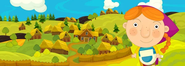 Kale ile karikatür Ortaçağ sahne