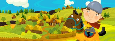 Kale ile karikatür Ortaçağ sahne