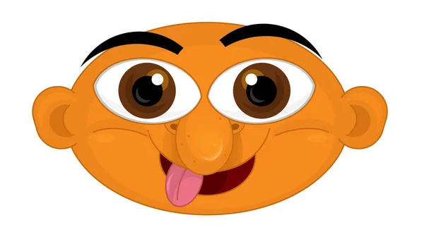 Orange Cartoon Szene Mit Gesichtsausdruck Auf Weißem Hintergrund — Stockfoto