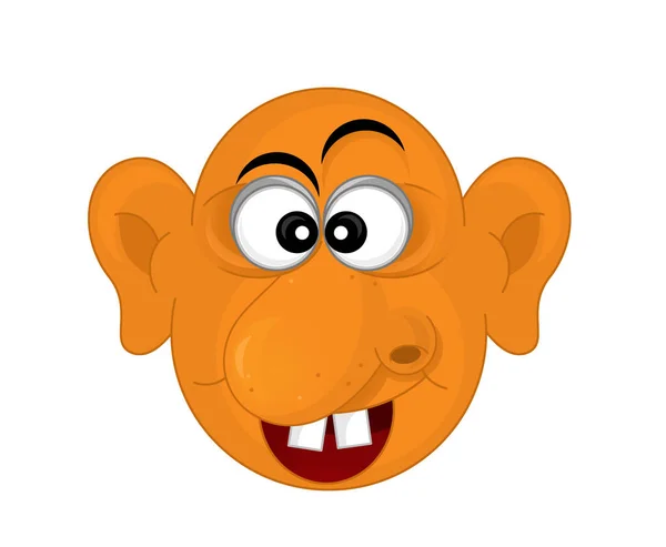 Оранжевая Сцена Мультфильма Счастливым Выражением Лица Белом Фоне — стоковое фото
