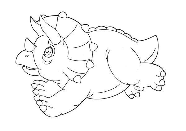 Cartoon Happy Funny Dinosaur Triceratops Coloring Page — Stock Photo, Image