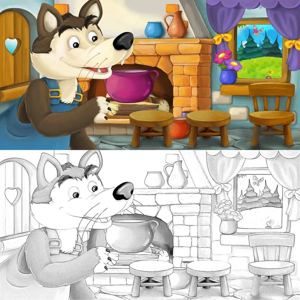 Cute cartoon wolf