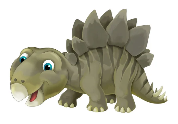 Cartoon Scène Met Gelukkig Grappige Dinosaurus Stegosaurus Witte Achtergrond Afbeelding — Stockfoto